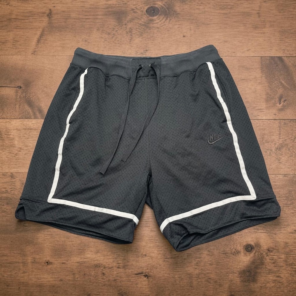 Nike Mens Mesh Basketball Shorts 8" Black White Tape Logo DA5633-010 Size M